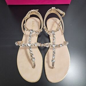 NIB Lilly Pulitzer Abbi Leather Sandals in Gold Metallic Size 9.5M